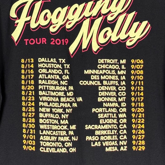 Flogging Molly 2019 Tour Band Tshirt Irish Punk Music Large - Picture 4 of 5